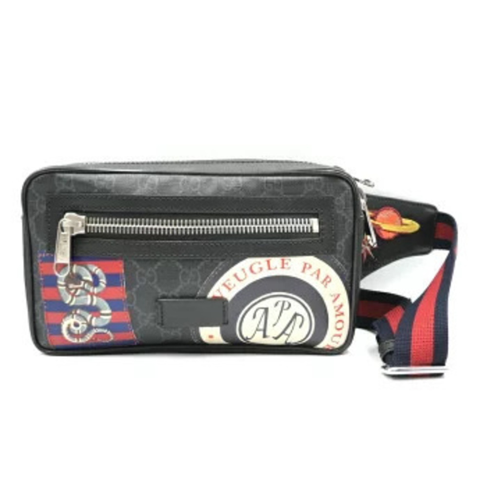 Gucci Night Courier Soft GG Supreme Belt Bag Body Waist Bag Canvas Leather Black